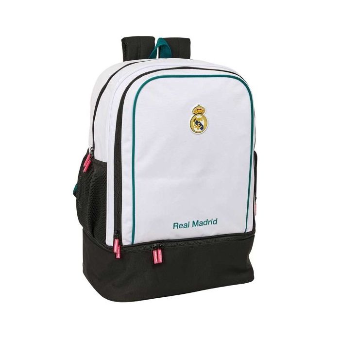 Safta Real Madrid Equipacion 26/27 Mochila - Bolsillo Frontal - Hombreras y Espalda Acolchada - Portabotellas - Cremallera con D