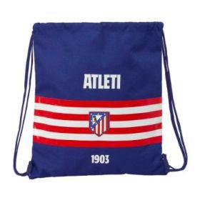 Safta Atletico de Madrid Saco Plano - Cierre con Cordones - Bolsillo Interior con Cremallera - 35x40x1cm - Color Azul Marino