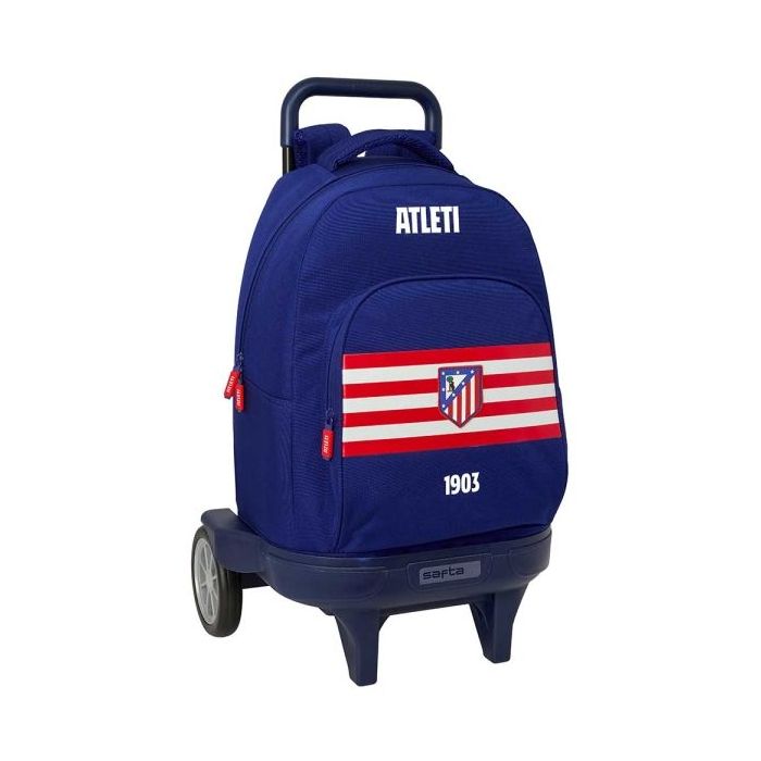 Safta Atletico de Madrid Mochila con Carro - Extraible - 33L - Portabotellas - Tarjeta de Identificacion Personal - Ruedas Antiv