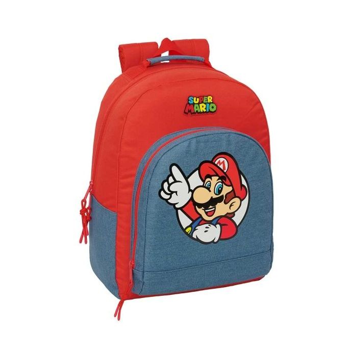 Safta Super Mario Mochila - Adaptable a Carro - Bolsillo Frontal - Espalda Acolchada - Cremallera con Doble Tirador - Asa de Man