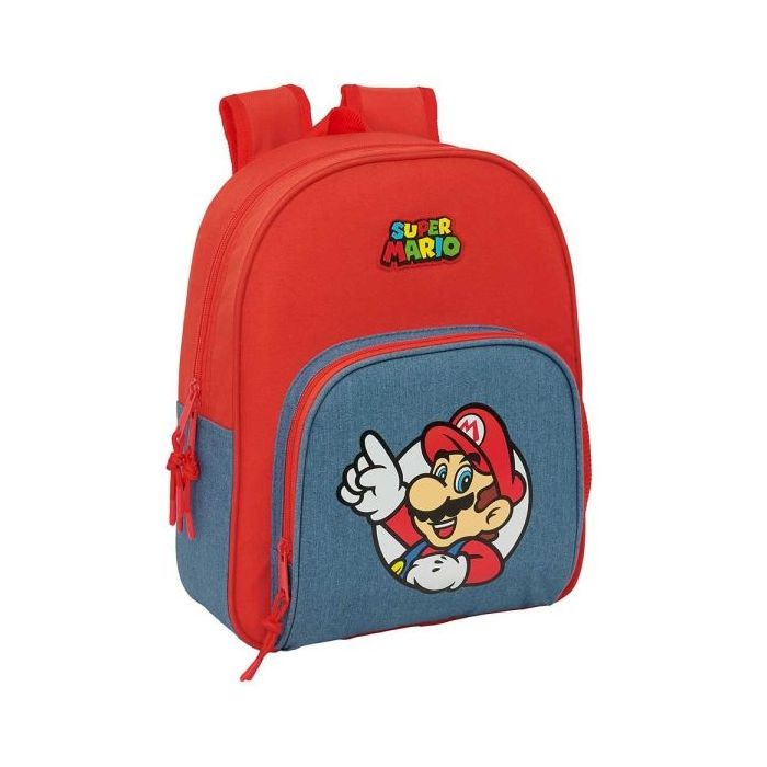 Safta Super Mario Mochila Infantil - Portabotellas - Bolsillo Frontal - Asa de Mano - Adaptable a Carro - Hombreras Acolchadas -