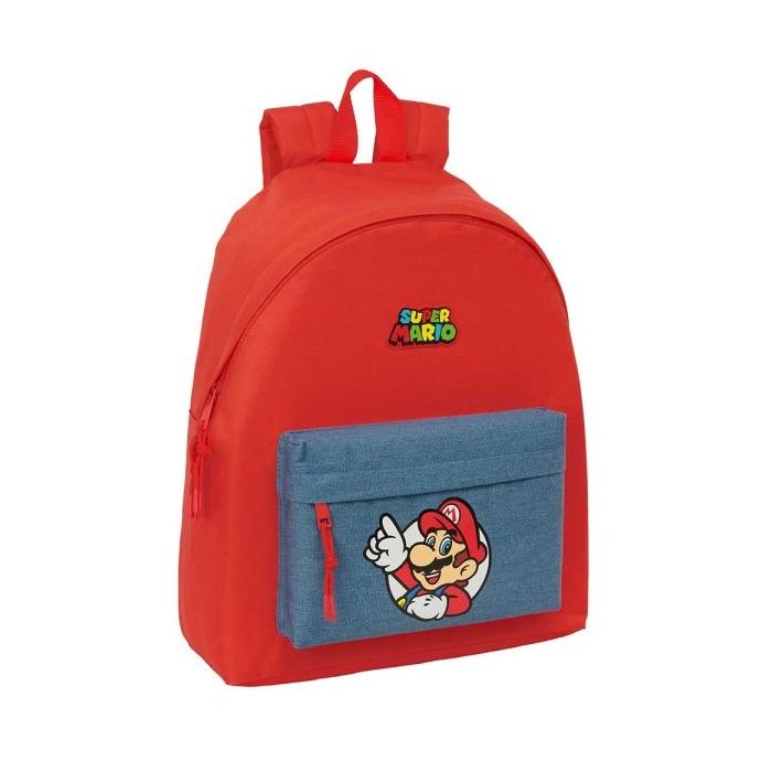 Safta Super Mario Mochila - Bolsillo Frontal - Espalda Acolchada - Hombreras Ergonomicas - Cremallera con Doble Tirador - Asa de