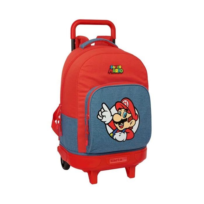 Safta Super Mario Mochila con Carro - Extraible - 33L - Portabotellas - Tarjeta de Identificacion Personal - Cremallera con Dobl