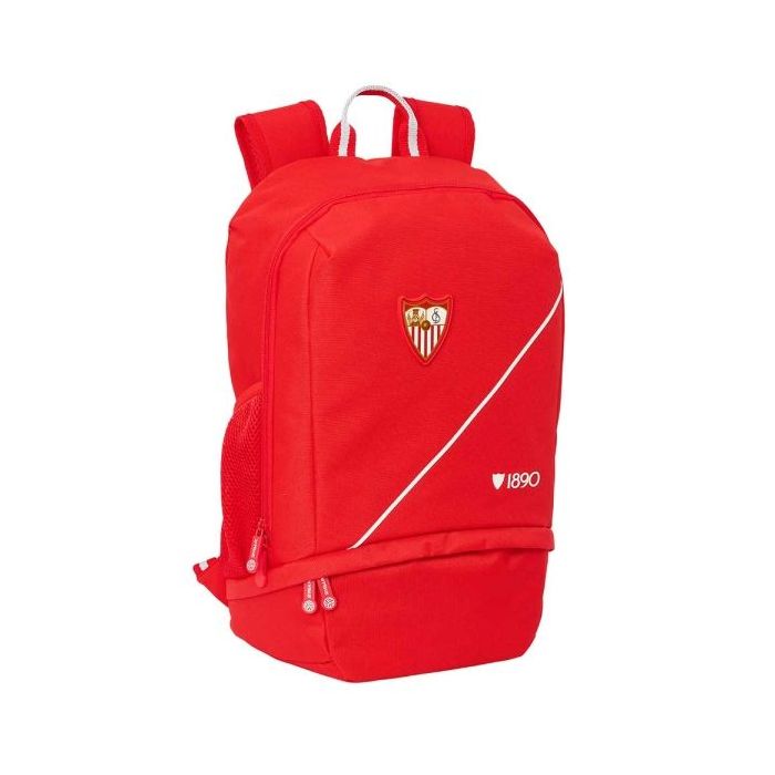 Safta Sevilla FC Mochila Zapatillero - Cremallera con Doble Tirador - Bolsillo Interior - Portabotellas - Asa de Mano - 28x51x19