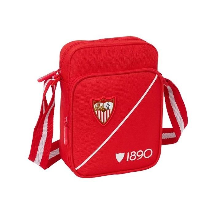 Safta Sevilla FC Bolsito con Bandolera Ajustable - Cierre con Cremallera - Compartimento Trasero con Velcro - Bolsillo Frontal -
