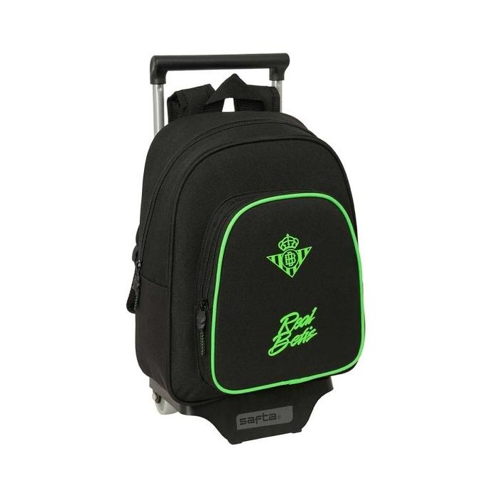 Safta Real Betis Balompie Mochila con Carro - Extraible - Portabotellas - Bolsillo Frontal - Asa de Mano - 28x34x10cm - Color Ne