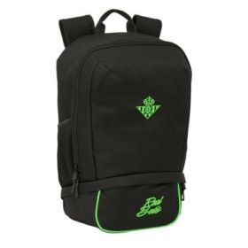Safta Real Betis Balompie Mochila Zapatillero - Cremallera con Doble Tirador - Bolsillo Interior - Portabotellas - Asa de Mano -