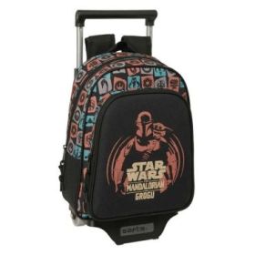 Safta Mandalorian and Grogu Mochila con Carro - Extraible - Portabotellas - Bolsillo Frontal - Asa de Mano - 27x33x10cm - Color
