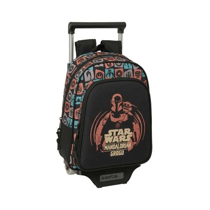 Safta Mandalorian and Grogu Mochila con Carro - Extraible - Portabotellas - Bolsillo Frontal - Asa de Mano - 27x33x10cm - Color