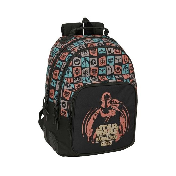 Safta Mandalorian and Grogu Mochila - Adaptable a Carro - Bolsillo Frontal - Portabotellas - Cremallera con Doble Tirador - Asa