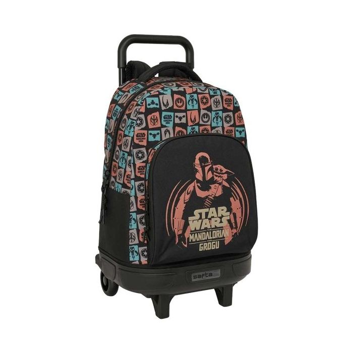 Safta Mandalorian and Grogu Mochila con Carro - Extraible - 33L - Portabotellas - Tarjeta de Identificacion Personal - Cremaller