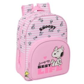 Safta Snoopy Mochila Infantil - Portabotellas - Bolsillo Frontal - Adaptable a Carro - Hombreras Acolchadas - 26x34x11cm - Color