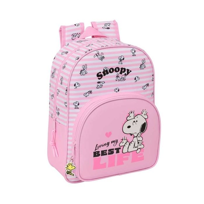 Safta Snoopy Mochila Infantil - Portabotellas - Bolsillo Frontal - Adaptable a Carro - Hombreras Acolchadas - 26x34x11cm - Color