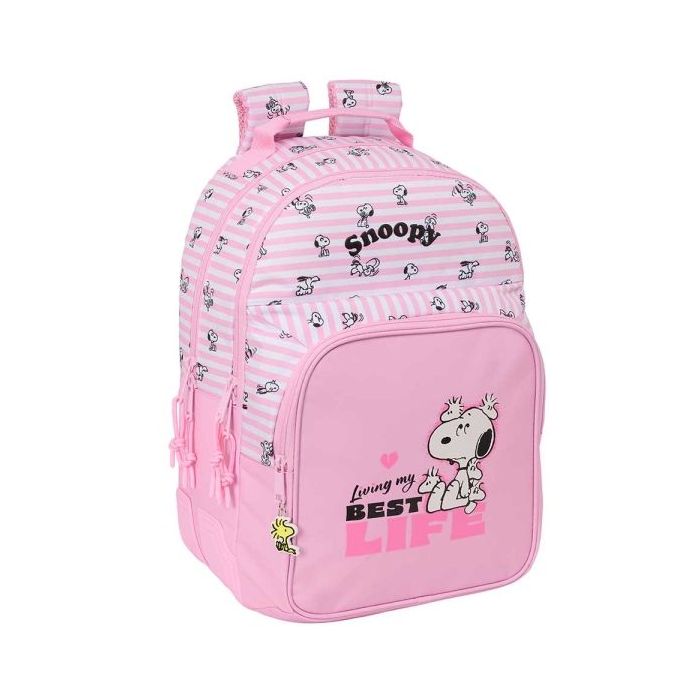 Safta Snoopy Mochila - Adaptable a Carro - Bolsillo Frontal - Portabotellas - Cremallera con Doble Tirador - Asa de Mano - Hombr