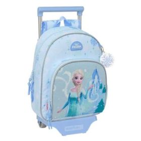 Safta Frozen Mochila con Carro - Extraible - Portabotellas - Bolsillo Frontal - Asa de Mano - 28x34x10cm - Color Azul Pastel
