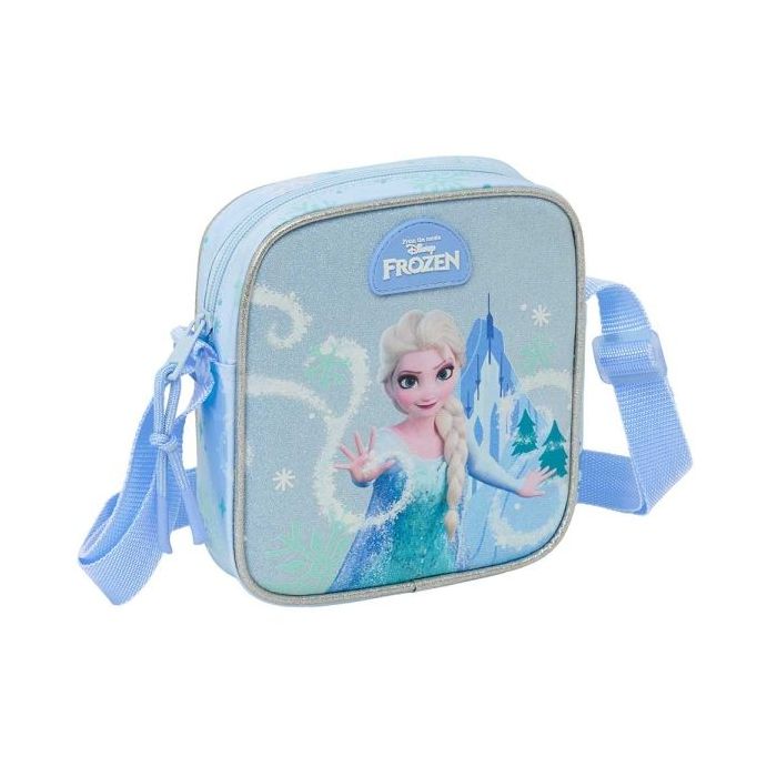 Safta Frozen Bolsito con Bandolera Ajustable - Compacto - Cierre con Cremallera - 16x18x4cm - Color Azul Pastel