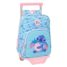 Safta Stitch Waves Mochila con Carro - Extraible - Portabotellas - Bolsillo Frontal - Asa de Mano - 26x34x11cm - Color Azul Clar