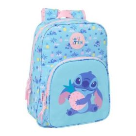 Safta Stitch Waves Mochila Infantil - Portabotellas - Bolsillo Frontal - Adaptable a Carro - Hombreras Acolchadas - 26x34x11cm -