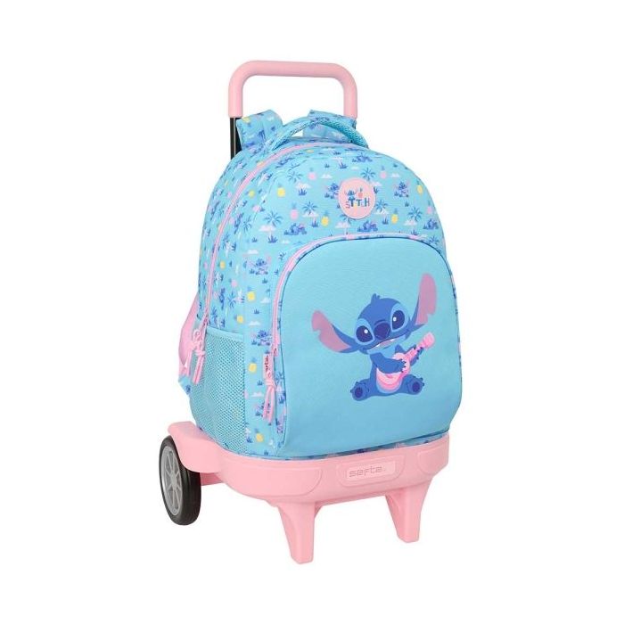 Safta Stitch Waves Mochila con Carro - Extraible - 33L - Portabotellas - Tarjeta de Identificacion Personal - Ruedas Antivibraci