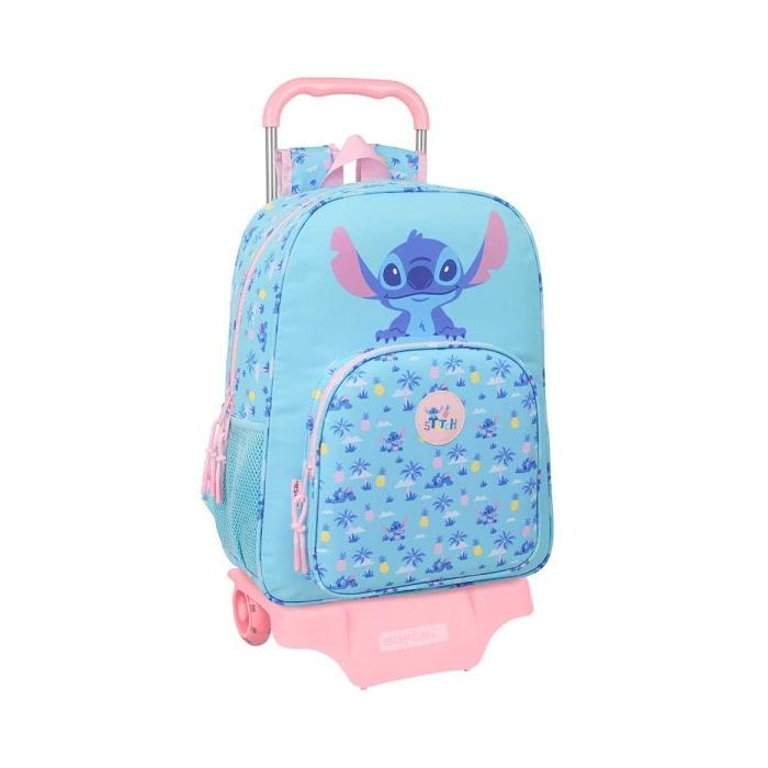 Safta Stitch Waves Mochila con Carro - Extraible - Portabotellas - Bolsillo Frontal - Cremallera con Doble Tirador - Asa de Mano
