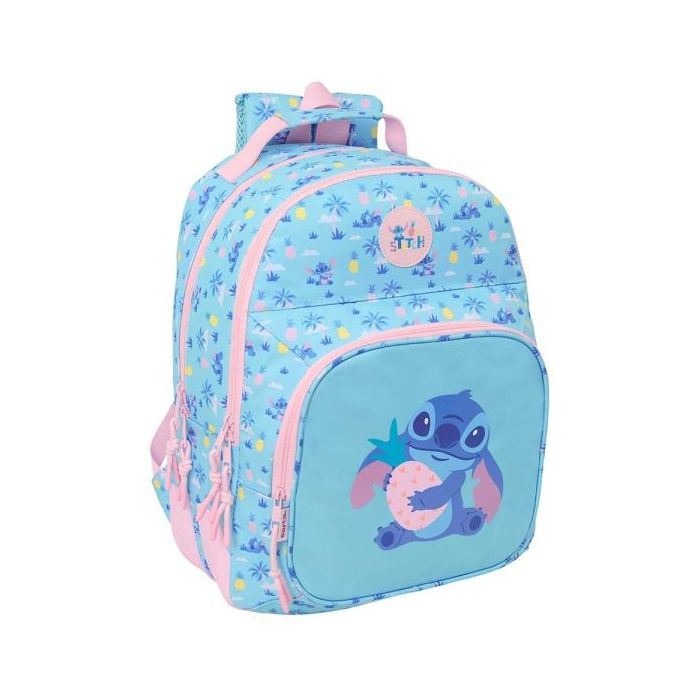 Safta Stitch Waves Mochila - Adaptable a Carro - Bolsillo Frontal - Portabotellas - Cremallera con Doble Tirador - Asa de Mano -