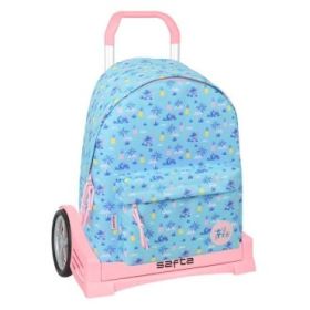 Safta Stitch Waves Mochila con Carro - Extraible - Bolsillo Frontal - Cremallera con Doble Tirador - Asa de Mano - 33x42x15cm -