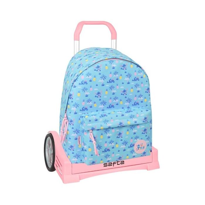 Safta Stitch Waves Mochila con Carro - Extraible - Bolsillo Frontal - Cremallera con Doble Tirador - Asa de Mano - 33x42x15cm -