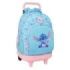 Safta Stitch Waves Mochila con Carro - Extraible - 33L - Portabotellas - Tarjeta de Identificacion Personal - Cremallera con Dob