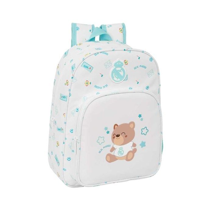 Safta Real Madrid Preescolar Mochila Infantil - Portabotellas - Bolsillo Frontal - Adaptable a Carro - Hombreras Acolchadas - 26