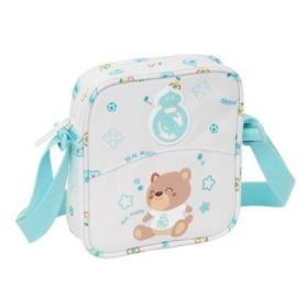 Safta Real Madrid Preescolar Bolsito con Bandolera Ajustable - Compacto - Cierre con Cremallera - 16x18x4cm - Color Blanco