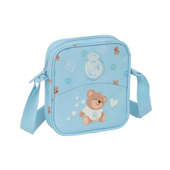 Safta Real Madrid Preescolar Bolsito con Bandolera Ajustable - Compacto - Cierre con Cremallera - 16x18x4cm - Color Azul
