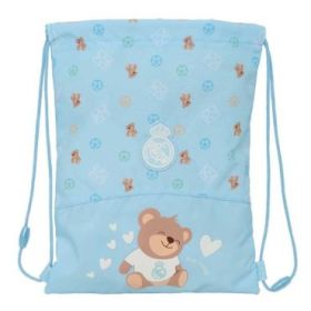 Safta Real Madrid Preescolar Saco Plano Infantil - Cierre Mediante Cordones - Bolsillo Interior con Cremallera - Seguridad Antie