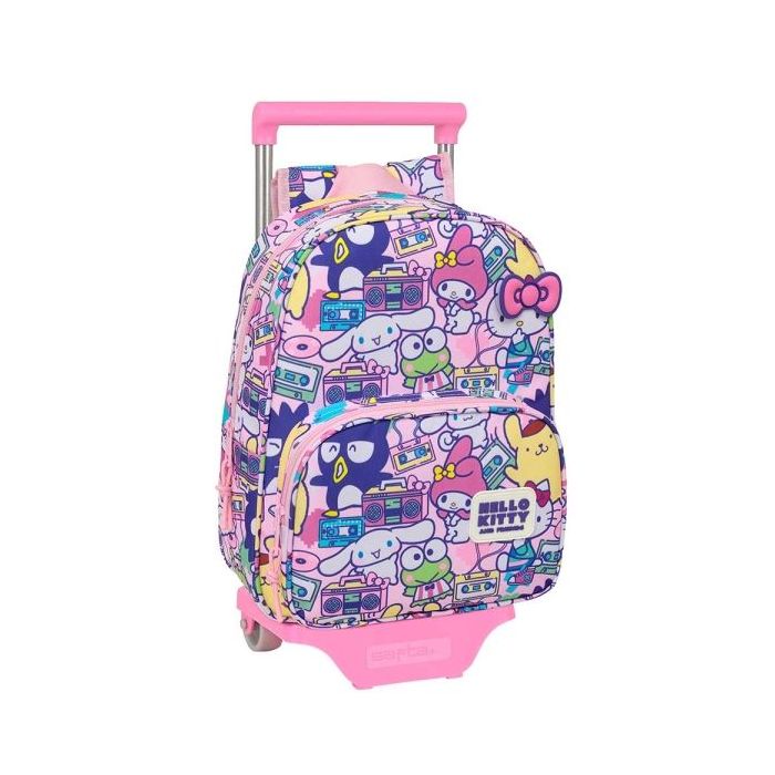 Safta Hello Kitty and Friends Mochila con Carro - Extraible - Portabotellas - Bolsillo Frontal - Asa de Mano - 26x34x11cm - Colo