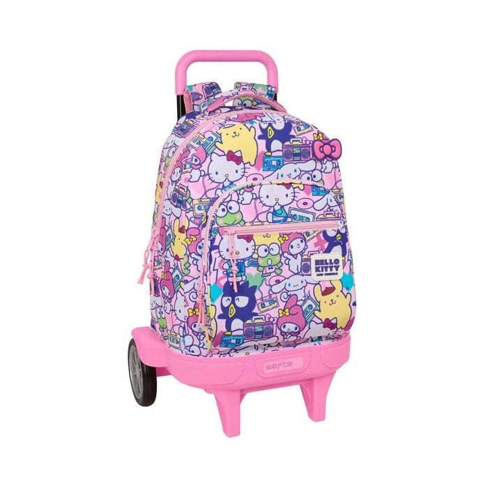 Safta Hello Kitty and Friends Mochila con Carro - Extraible - 33L - Portabotellas - Tarjeta de Identificacion Personal - Ruedas