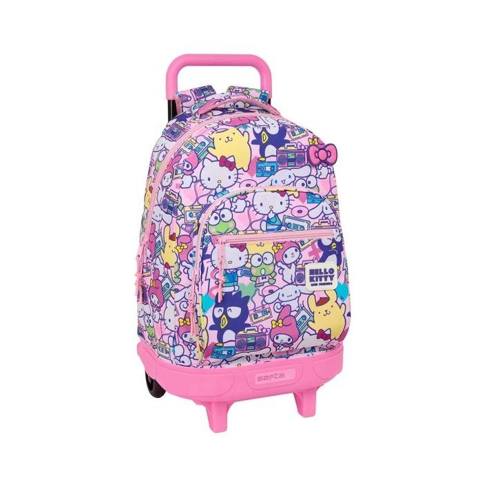 Safta Hello Kitty and Friends Mochila con Carro - Extraible - 33L - Portabotellas - Tarjeta de Identificacion Personal - Cremall