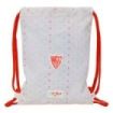 Safta Sevilla FC Preescolar Saco Plano - Cierre con Cordones - Bolsillo Interior con Cremallera - 26x34x1cm - Color Blanco y Roj