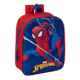 Safta Spider-Man Mochila Guarderia 3D - 6L - Cremallera - Asa de Mano - 22x27x10cm - Color Rojo y Azul