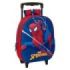 Safta Spider-Man Mochila con Carro - Portabotellas - Hombreras Acolchadas - Asa de Mano - 27x33x10cm - Color Rojo y Azul