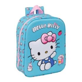 Safta Hello Kitty Mochila Guarderia 3D - 6L - Cremallera - Asa de Mano - 22x27x10cm - Color Azul Claro