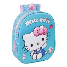 Safta Hello Kitty Mochila 3D - Portabotellas - Hombreras Acolchadas - Asa de Mano Superior - 27x33x10cm - Color Azul Claro