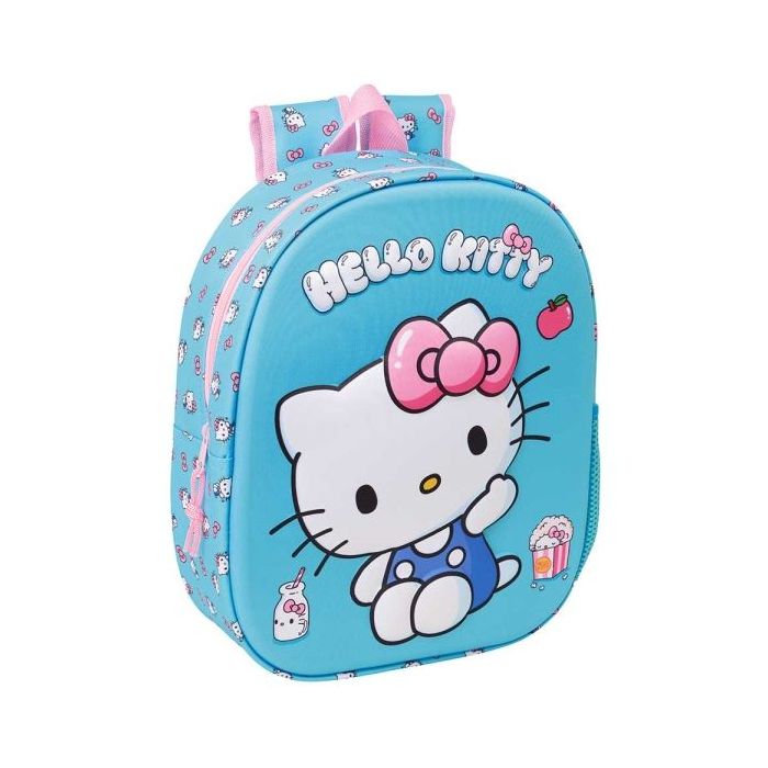 Safta Hello Kitty Mochila 3D - Portabotellas - Hombreras Acolchadas - Asa de Mano Superior - 27x33x10cm - Color Azul Claro