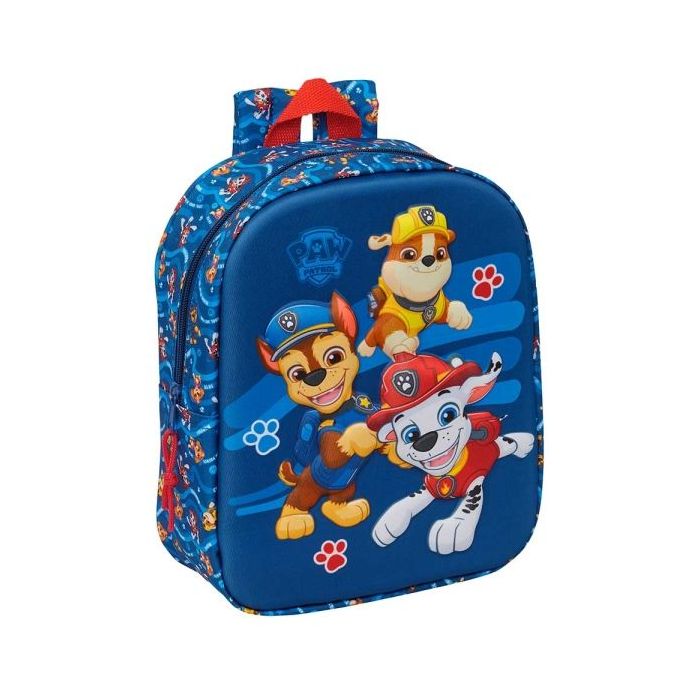 Safta Paw Patrol Mochila Guarderia 3D - 6L - Cremallera - Asa de Mano - 22x27x10cm - Color Azul Oscuro