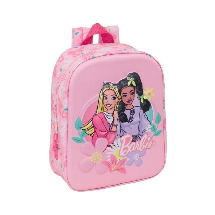 Safta Barbie Mochila Guarderia 3D - 6L - Cremallera - Asa de Mano - 22x27x10cm - Color Rosa