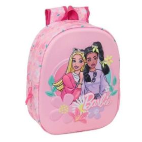 Safta Barbie Mochila 3D - Portabotellas - Hombreras Acolchadas - Asa de Mano Superior - 27x33x10cm - Color Rosa