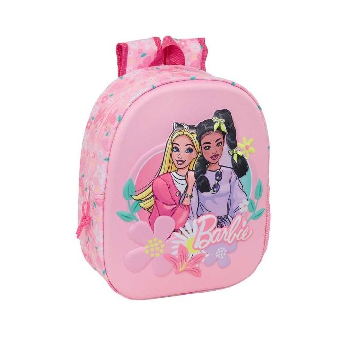 Safta Barbie Mochila 3D - Portabotellas - Hombreras Acolchadas - Asa de Mano Superior - 27x33x10cm - Color Rosa