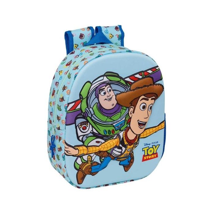 Safta Toy Story Mochila 3D - Portabotellas - Hombreras Acolchadas - Asa de Mano Superior - 27x33x10cm - Color Azul Pastel