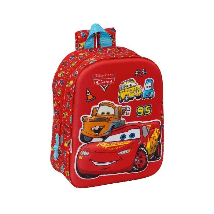 Safta Cars Mochila Guarderia 3D - 6L - Cremallera - Asa de Mano - 22x27x10cm - Color Rojo