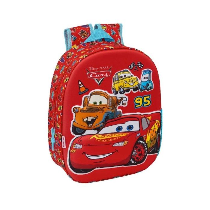 Safta Cars Mochila 3D - Portabotellas - Hombreras Acolchadas - Asa de Mano Superior - 27x33x10cm - Color Rojo