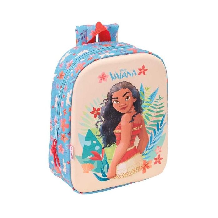 Safta Vaiana Mochila Guarderia 3D - 6L - Cremallera - Asa de Mano - 22x27x10cm - Color Azul