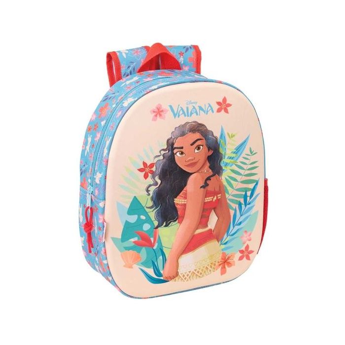Safta Vaiana Mochila 3D - Portabotellas - Hombreras Acolchadas - Asa de Mano Superior - 27x33x10cm - Color Azul